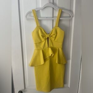 Arden B Yellow Sleeveless Peplum Bodycon Mini Dress Size Small
